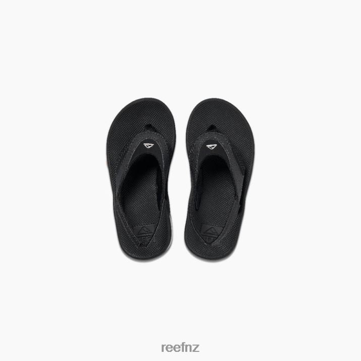 Reef Shoes NZ 62JVZ816 - Little Fanning Kids Black/Silver Reef