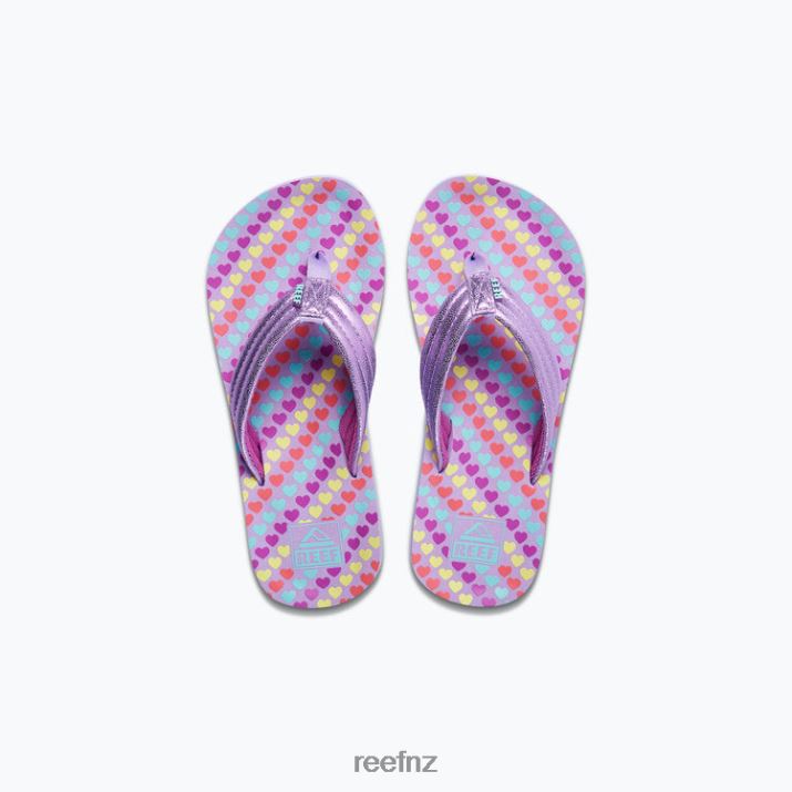 Reef Shoes NZ 62JVZ891 - Kids Ahi New Lavender Hearts Reef