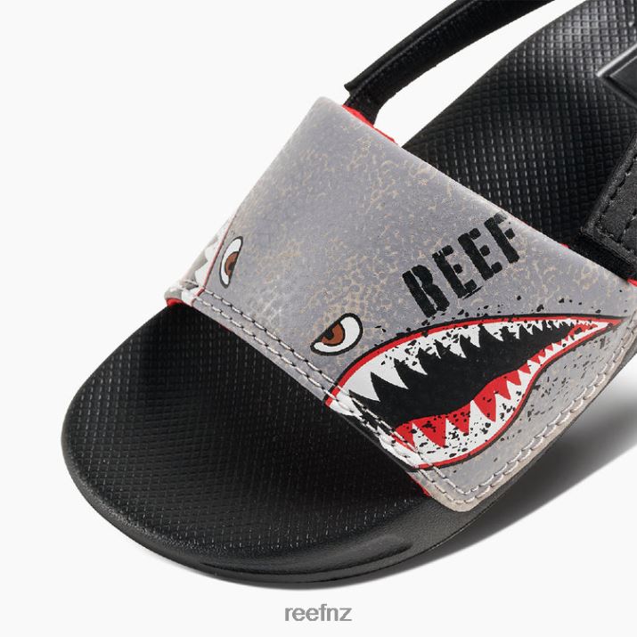 Reef Shoes NZ 62JVZ820 - Little One Slide Kids Flying Sharks Reef