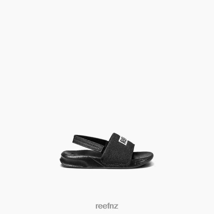 Reef Shoes NZ 62JVZ823 - Little One Slide Kids Reef Black/White Reef