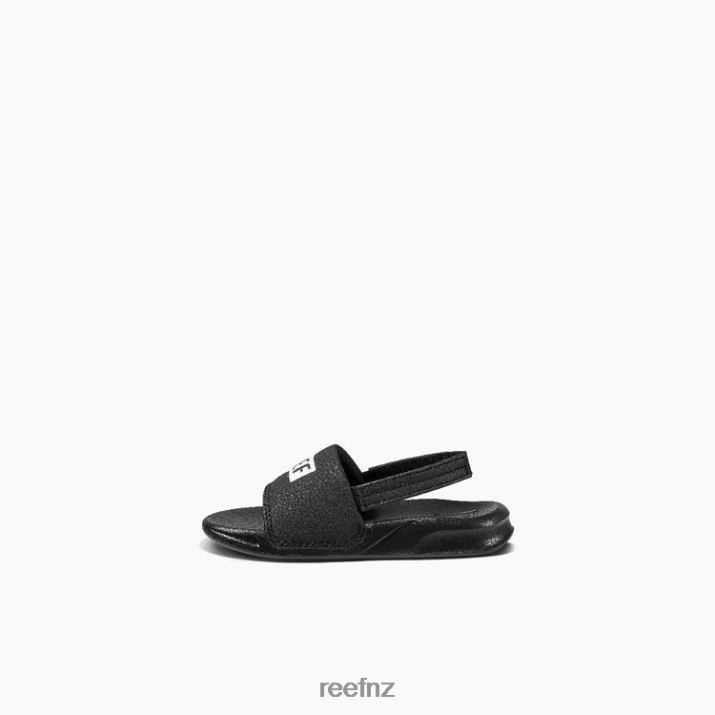 Reef Shoes NZ 62JVZ823 - Little One Slide Kids Reef Black/White Reef
