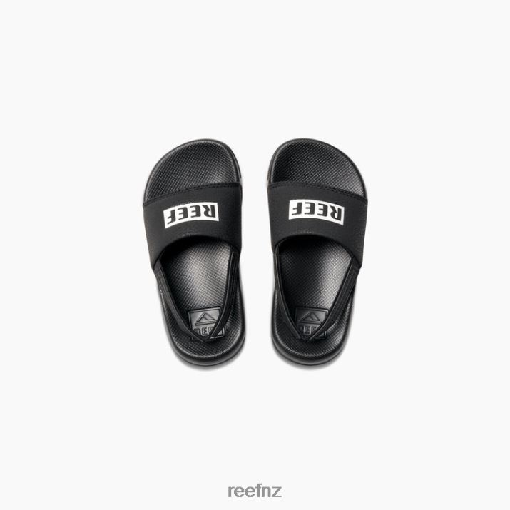 Reef Shoes NZ 62JVZ823 - Little One Slide Kids Reef Black/White Reef