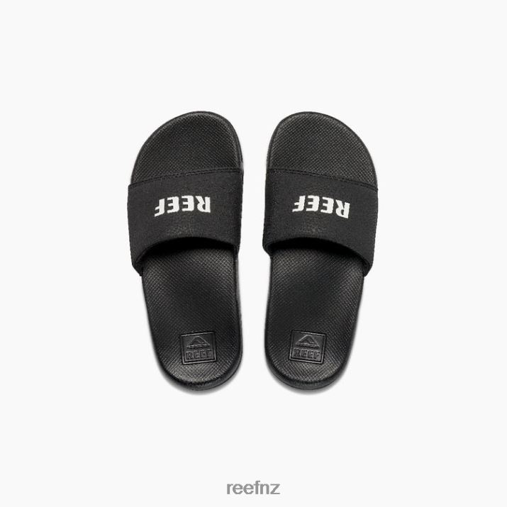 Reef Shoes NZ 62JVZ837 - Kids One Slide New Reef Black/White Reef