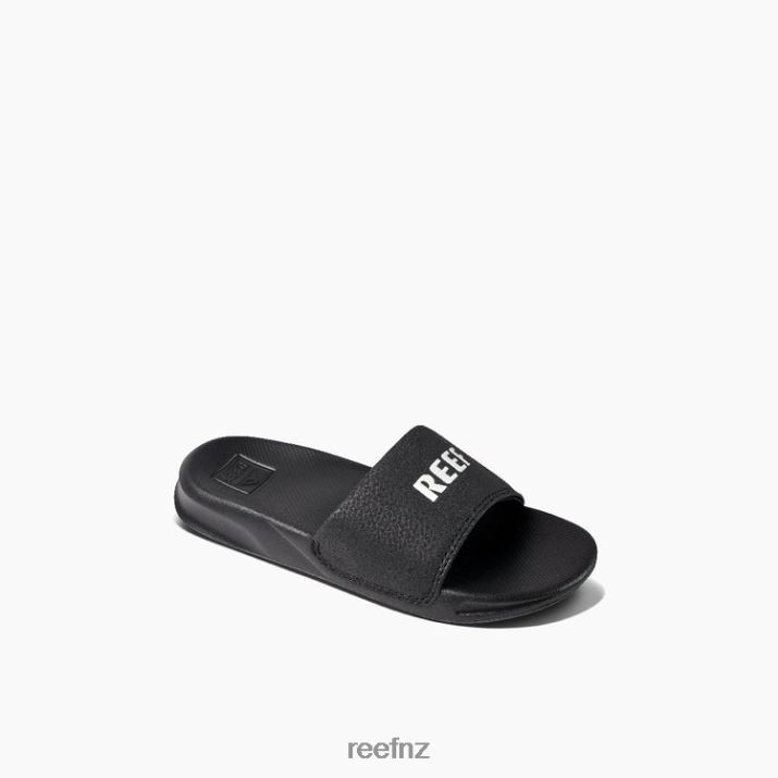 Reef Shoes NZ 62JVZ837 - Kids One Slide New Reef Black/White Reef