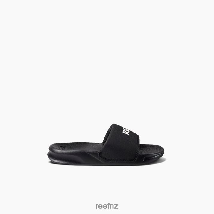 Reef Shoes NZ 62JVZ837 - Kids One Slide New Reef Black/White Reef