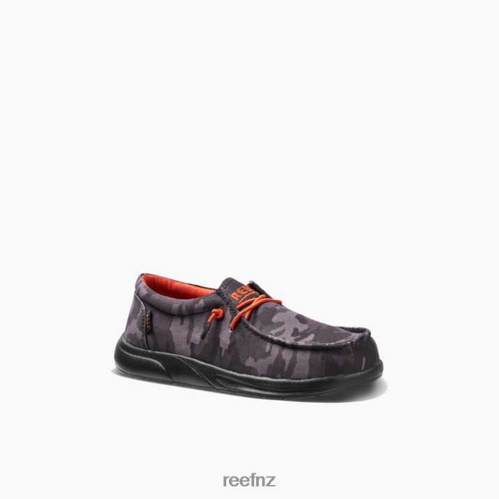 Reef Shoes NZ 62JVZ857 - Kids Cushion Coast New Black Camo/Red Reef