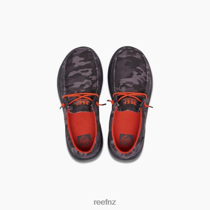 Reef Shoes NZ 62JVZ857 - Kids Cushion Coast New Black Camo/Red Reef