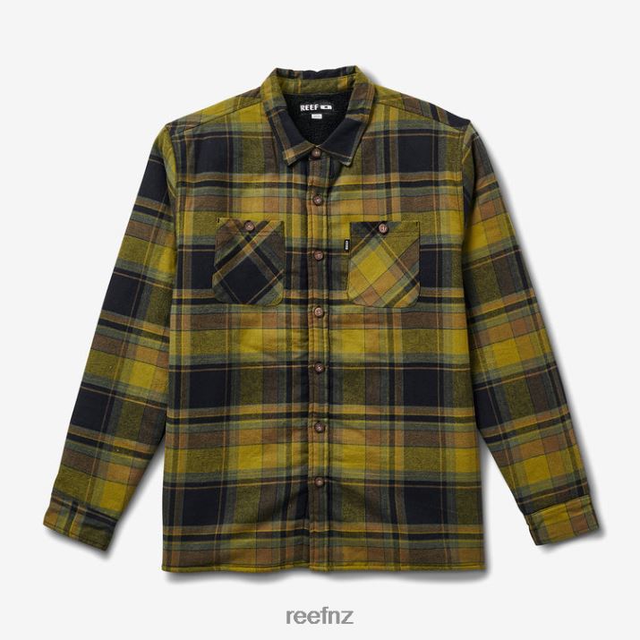 Reef NZ 62JVZ727 - Hickman Long Sleeve Shacket Men Avocado Reef