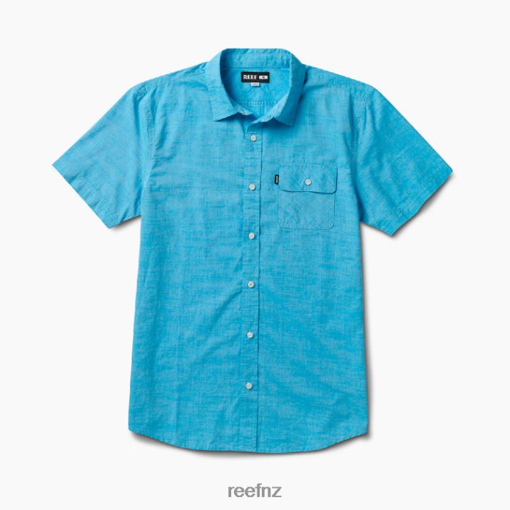 Reef NZ 62JVZ643 - Winfred Short Sleeve Shirt Men Starlight Blue Reef