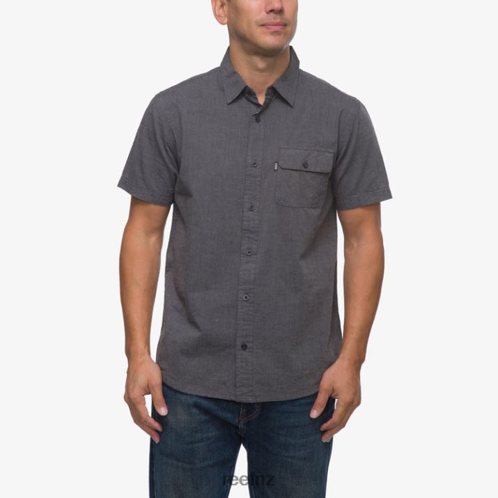 Reef NZ 62JVZ645 - Winfred Short Sleeve Shirt Men Caviar Reef
