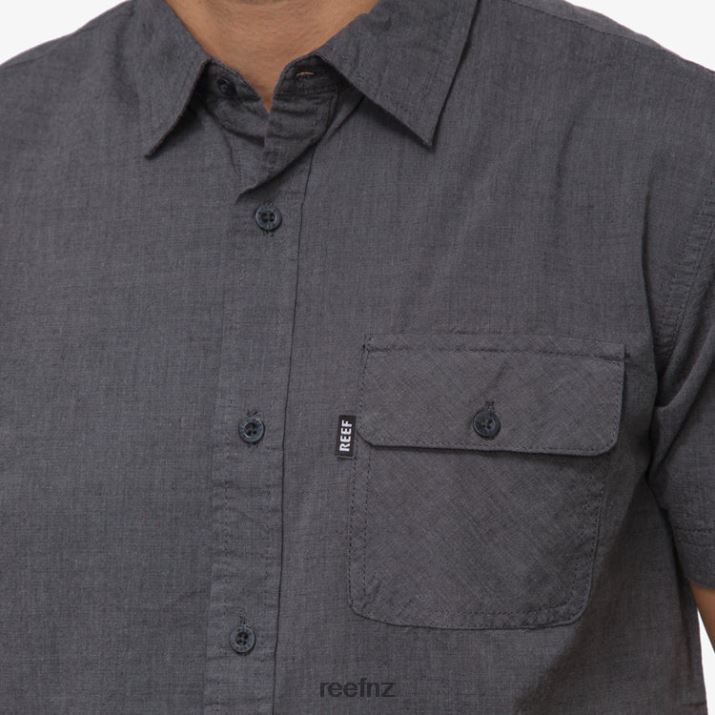 Reef NZ 62JVZ645 - Winfred Short Sleeve Shirt Men Caviar Reef