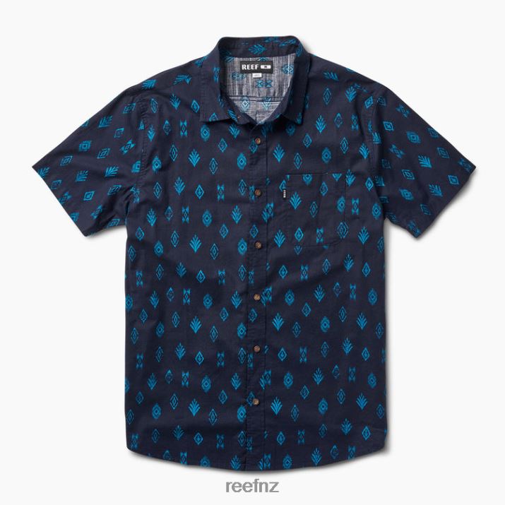Reef NZ 62JVZ649 - Travis Short Sleeve Shirt Men Night Sky Reef