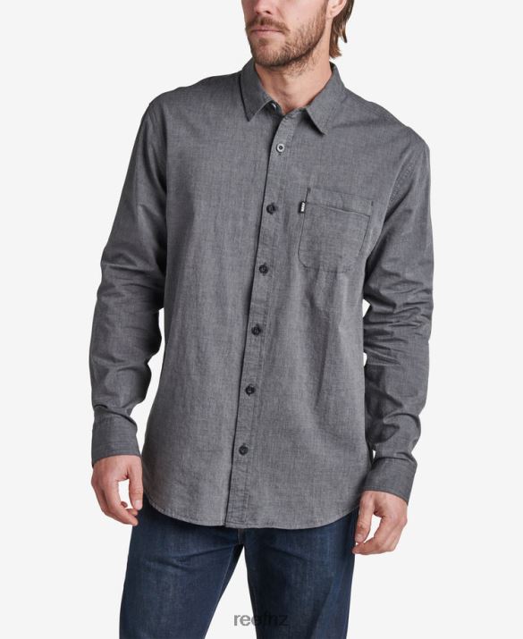 Reef NZ 62JVZ651 - Stuart Long Sleeve Shirt Men Caviar Reef
