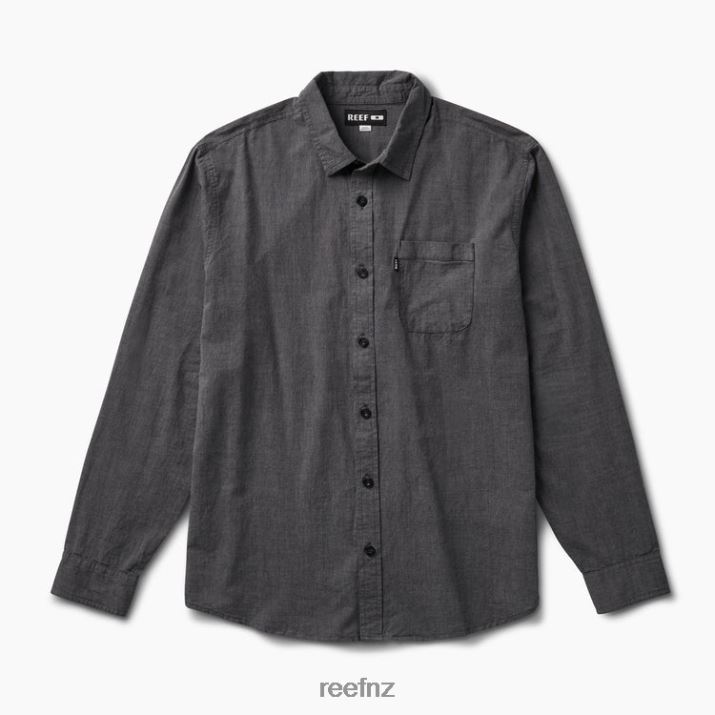 Reef NZ 62JVZ651 - Stuart Long Sleeve Shirt Men Caviar Reef