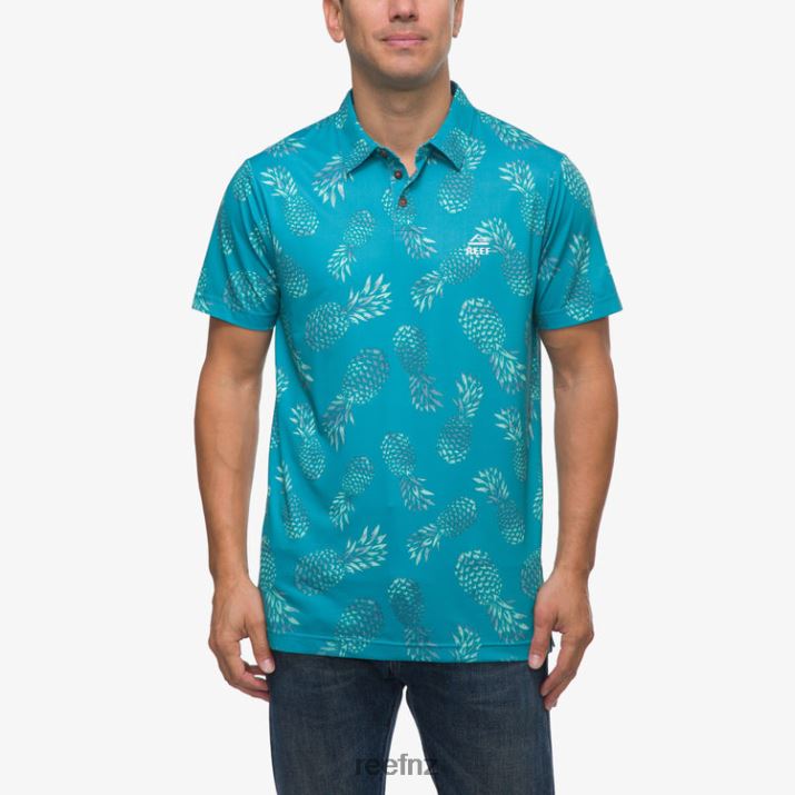 Reef NZ 62JVZ652 - Spinner Short Sleeve Polo Men Tile Blue Reef