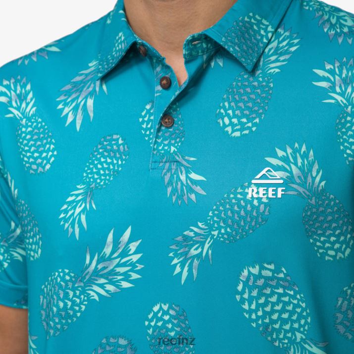 Reef NZ 62JVZ652 - Spinner Short Sleeve Polo Men Tile Blue Reef
