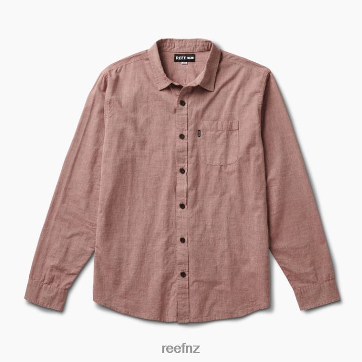 Reef NZ 62JVZ657 - Stuart Long Sleeve Shirt Men Mahogany Reef