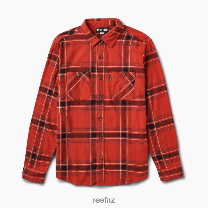 Reef NZ 62JVZ661 - Vaughn Flannel Woven Shirt Men Red Ochre Reef