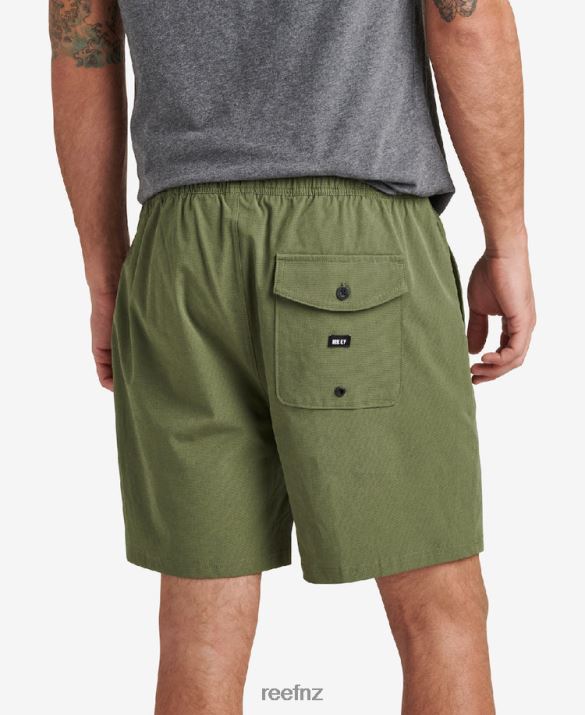 Reef NZ 62JVZ714 - Fields Elastic Waist Walk Shorts 17\" Men Olivine Reef