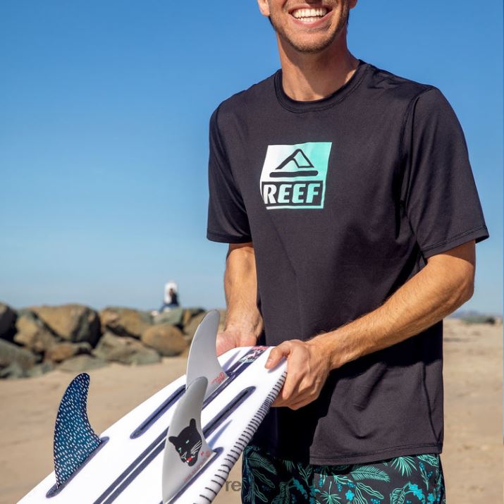 Reef NZ 62JVZ582 - Rodeo Short Sleeve Loose Fit Rash Guard Tee Men Caviar Reef