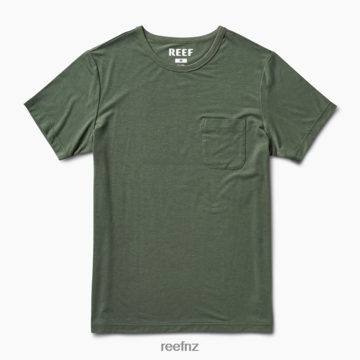 Reef NZ 62JVZ588 - Smith Short Sleeve Pocket Knit Tee Men Thyme Green Reef