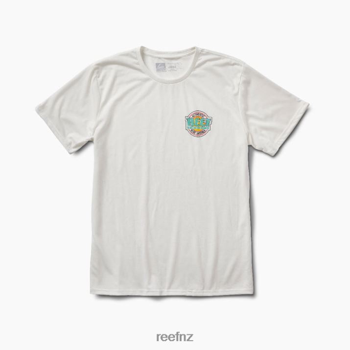 Reef NZ 62JVZ628 - Reef Surfari's Surf Tee Men White/Aqua