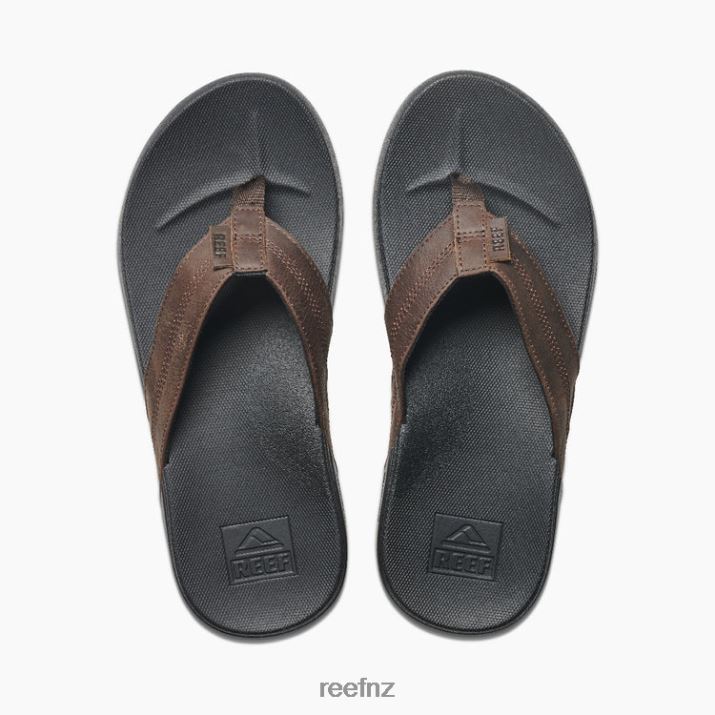 Reef Shoes NZ 62JVZ333 - Cushion Phantom Leather Men Black/Brown Reef