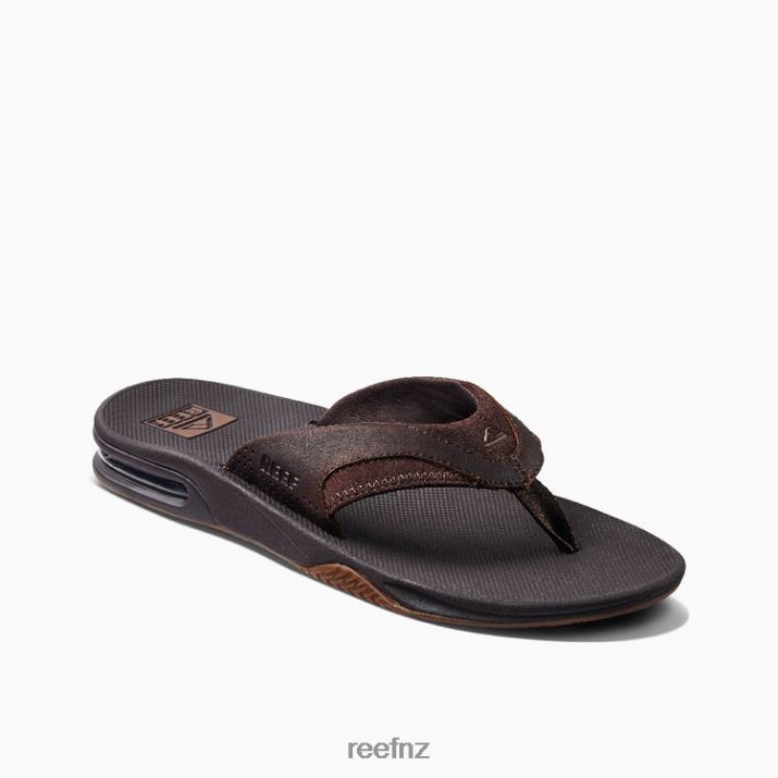 Reef Shoes NZ 62JVZ336 - Leather Fanning Men Dark Brown Reef