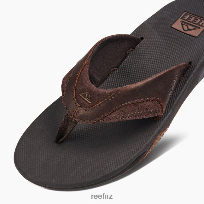 Reef Shoes NZ 62JVZ336 - Leather Fanning Men Dark Brown Reef