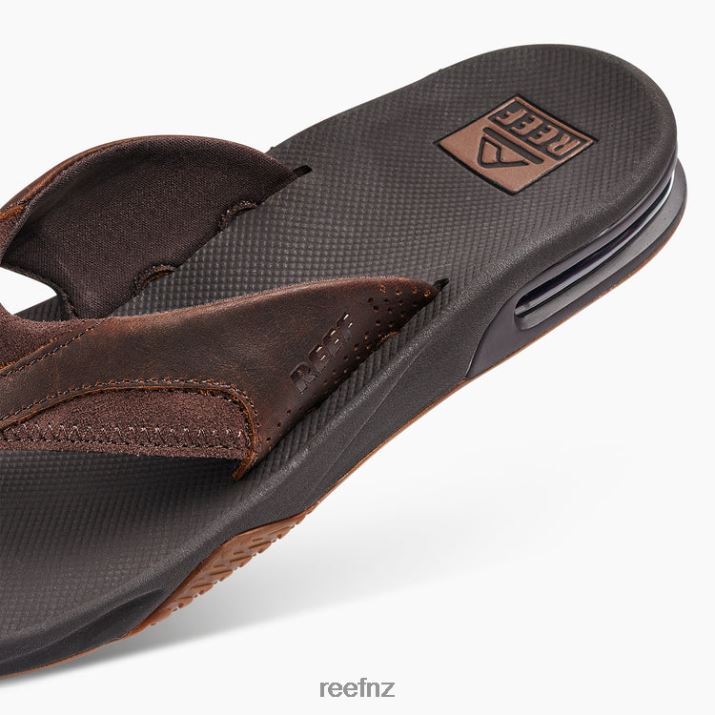 Reef Shoes NZ 62JVZ336 - Leather Fanning Men Dark Brown Reef
