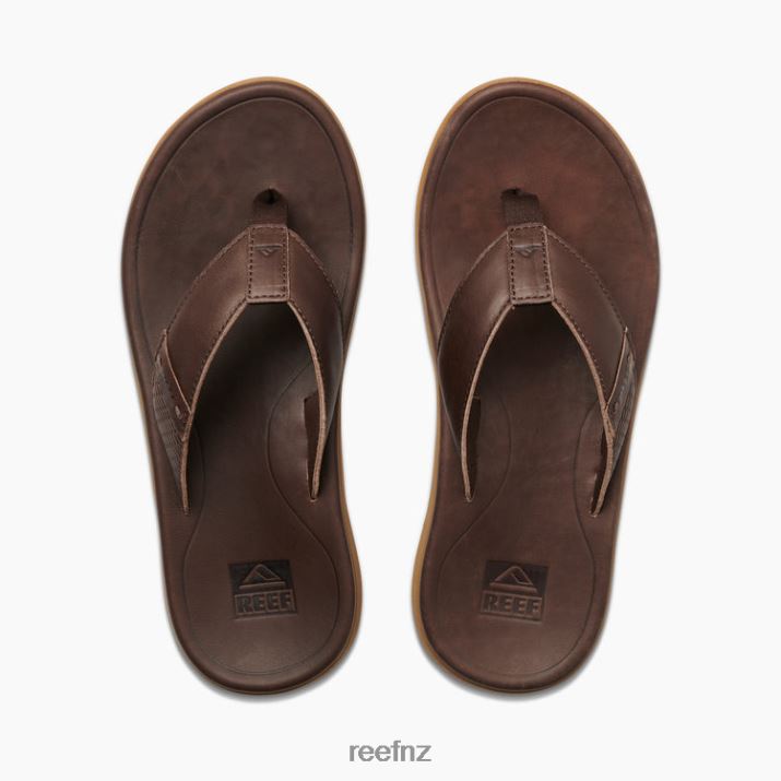 Reef Shoes NZ 62JVZ365 - Leather Santa Ana Men Dark Brown Reef