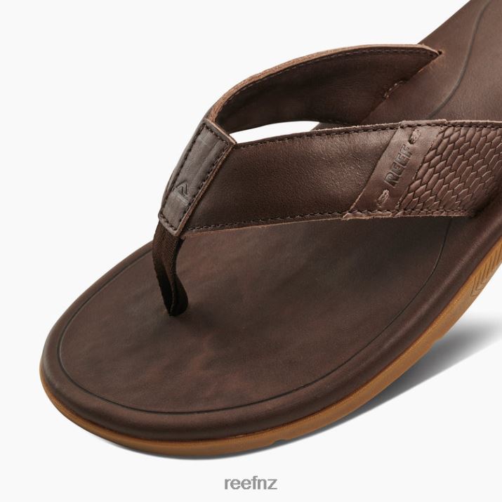 Reef Shoes NZ 62JVZ365 - Leather Santa Ana Men Dark Brown Reef