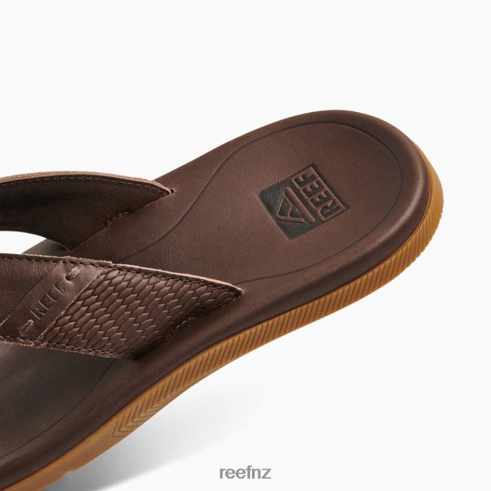 Reef Shoes NZ 62JVZ365 - Leather Santa Ana Men Dark Brown Reef