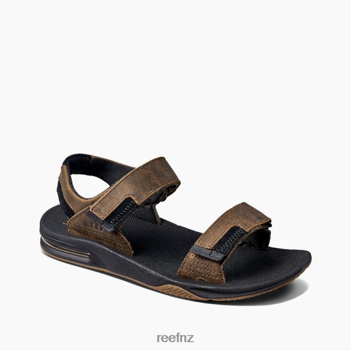 Reef Shoes NZ 62JVZ379 - Leather Fanning Baja Men Black/Brown Reef