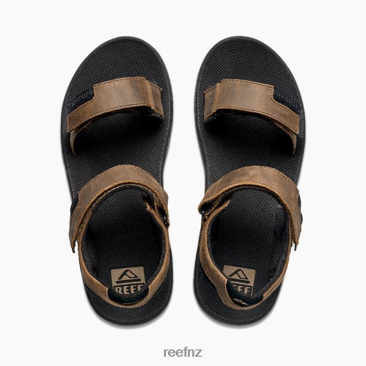 Reef Shoes NZ 62JVZ379 - Leather Fanning Baja Men Black/Brown Reef