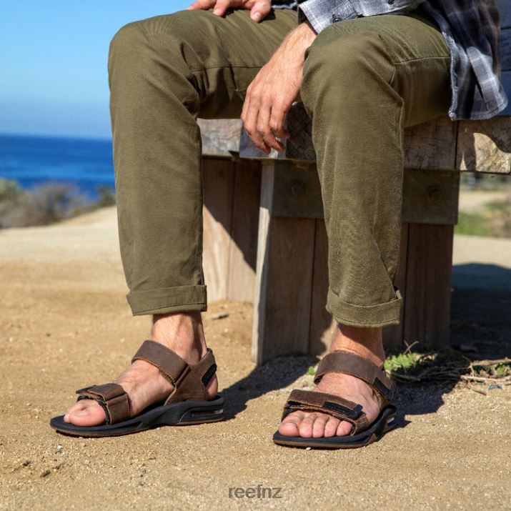 Reef Shoes NZ 62JVZ379 - Leather Fanning Baja Men Black/Brown Reef