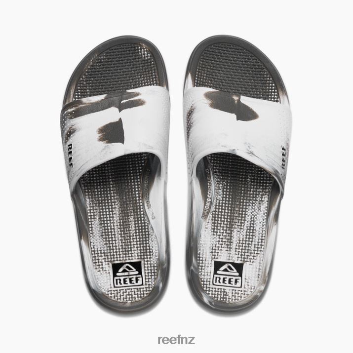 Reef Shoes NZ 62JVZ439 - Oasis Slide Men White/Grey Marble Reef