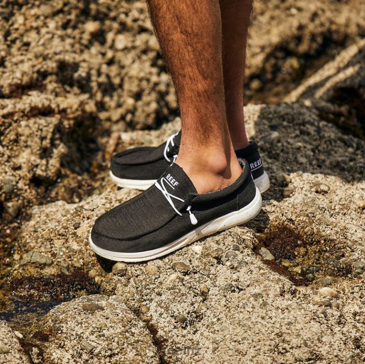 Reef Shoes NZ 62JVZ487 - Cushion Coast Textile Men Black/White Reef