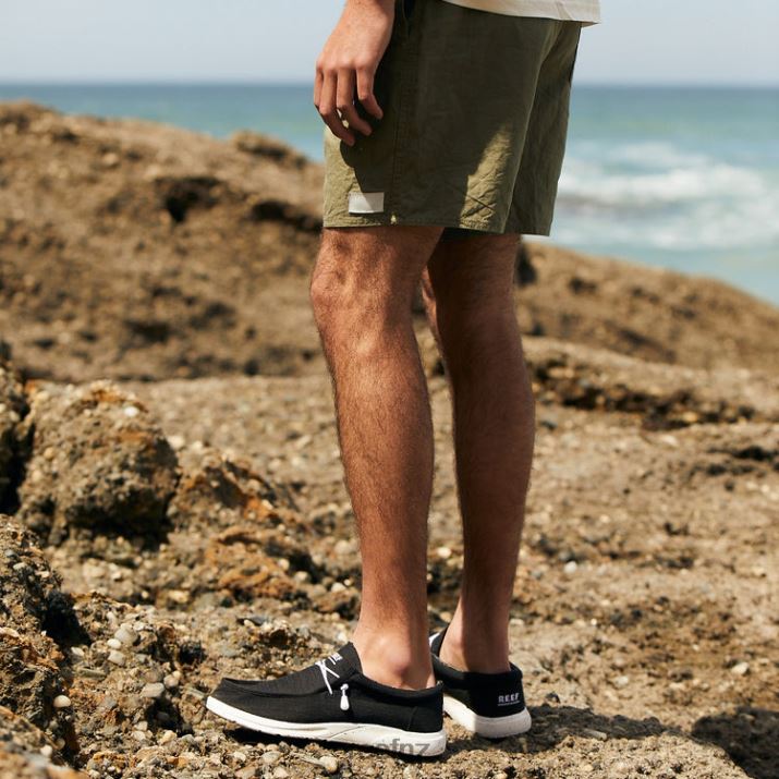 Reef Shoes NZ 62JVZ487 - Cushion Coast Textile Men Black/White Reef