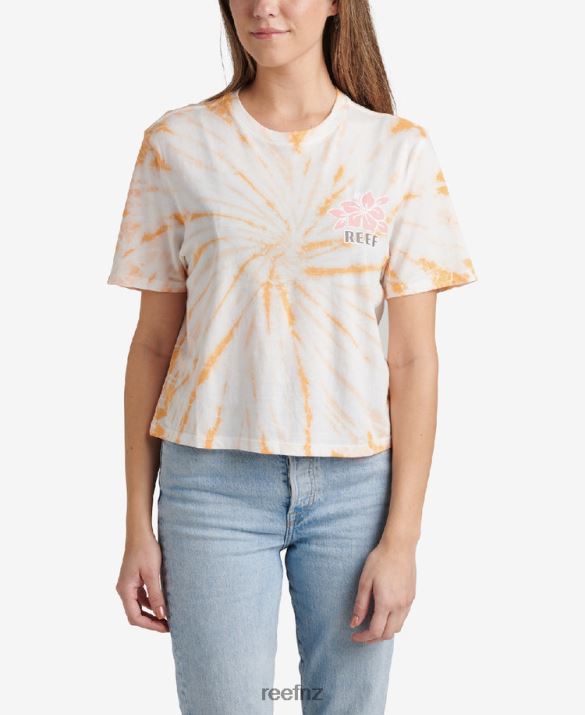 Reef NZ 62JVZ273 - Say Please Short Sleeve Crop Tee Women Peach Tie Dye Reef