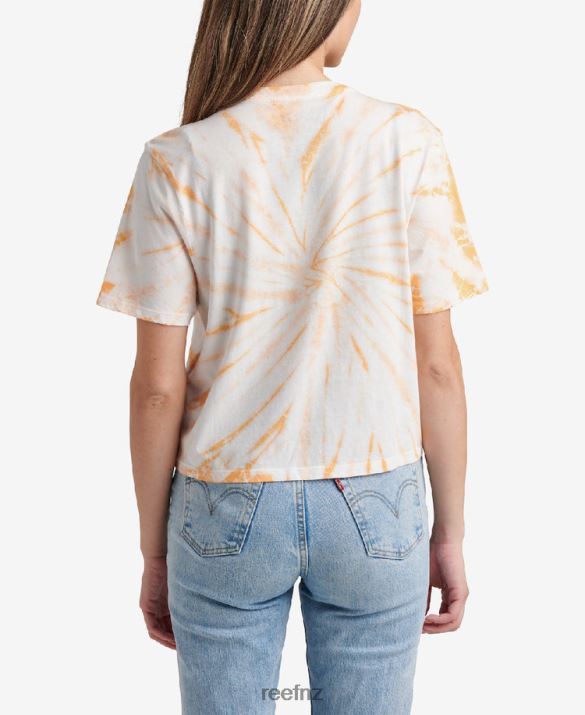Reef NZ 62JVZ273 - Say Please Short Sleeve Crop Tee Women Peach Tie Dye Reef