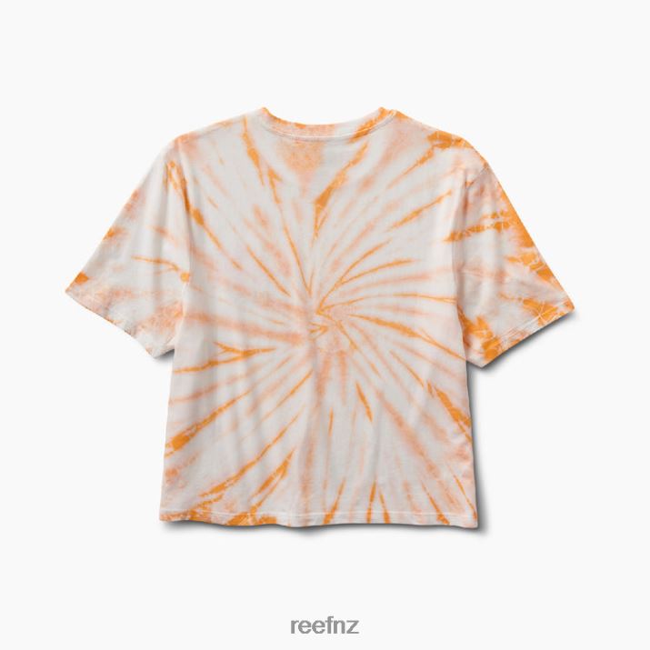 Reef NZ 62JVZ273 - Say Please Short Sleeve Crop Tee Women Peach Tie Dye Reef