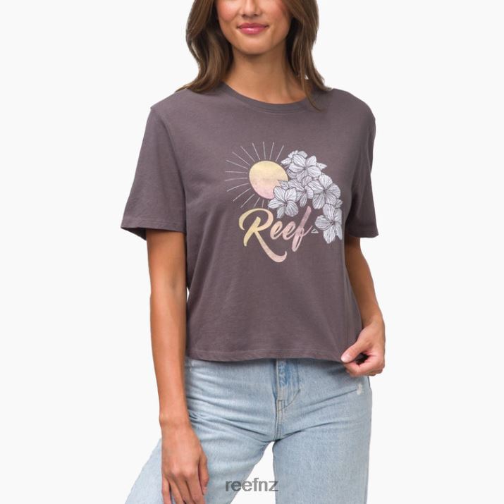 Reef NZ 62JVZ279 - Plumerian Short Sleeve Crop Tee Women Grey Reef