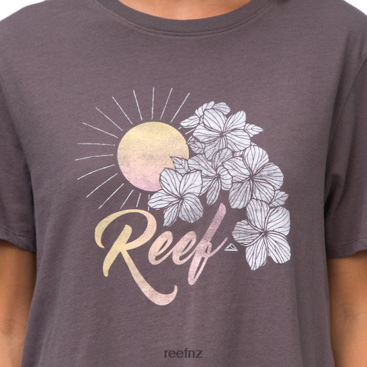 Reef NZ 62JVZ279 - Plumerian Short Sleeve Crop Tee Women Grey Reef