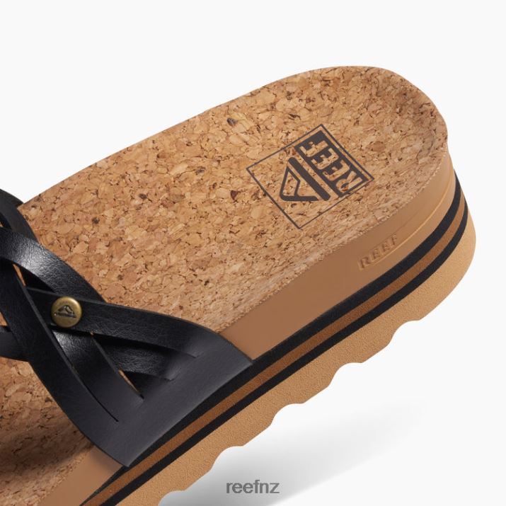 Reef Shoes NZ 62JVZ114 - Cushion Vista Hi Twist Women Black/Tan Reef